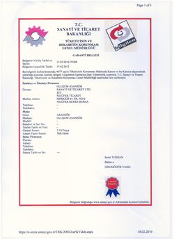 Garanti Belgesi Garanti Belgesi